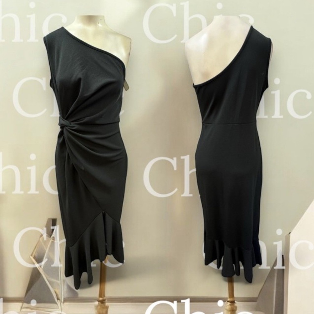 Unbranded,Woman,,Black Dress Formal,Long,Sz M,A sleeve,Side knot,Zip.!